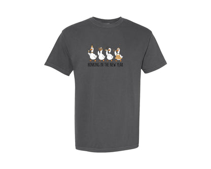 brand:Comfort Colors|color:Pepper|Honking In The New Year 2026 Goose Graphic T-Shirt