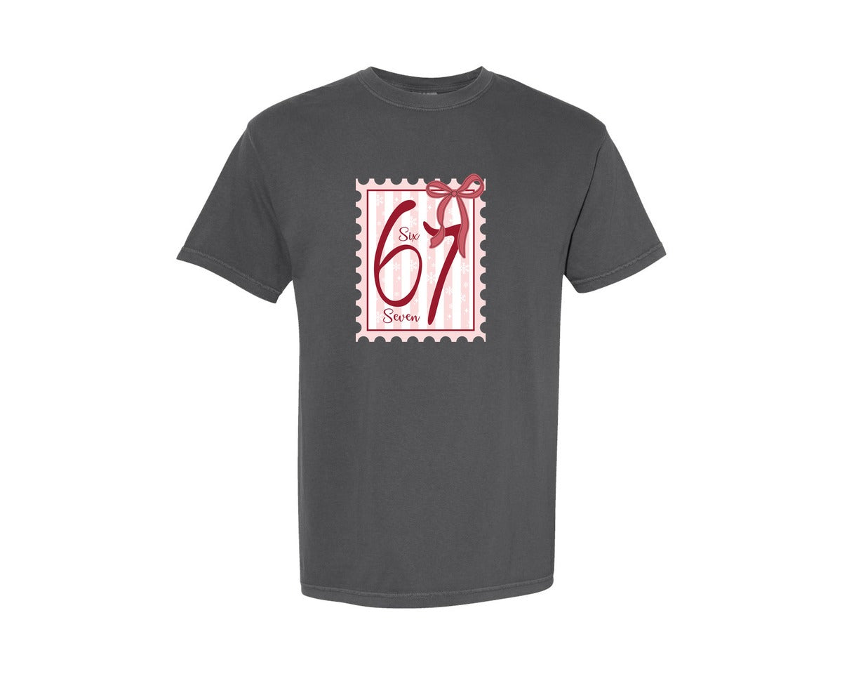 brand:Comfort Colors|color:Pepper|Six Seven Christmas Stamp 67 Graphic T-Shirt