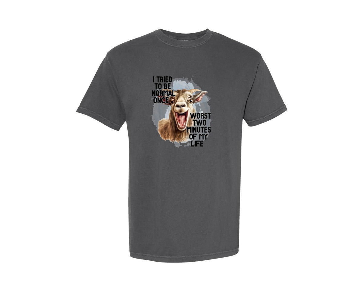 brand:Comfort Colors|color:Pepper|Funny Laughing Normal Saasy Goat Quote Graphic T-Shirt