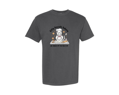 brand:Comfort Colors|color:Pepper|Cute Baker Cat Kitty Biscuits Bakery Graphic T-Shirt