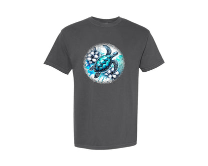 brand:Comfort Colors|color:Pepper|Sea Turtle Tropical Round Tshirt 3 Graphic T-Shirt