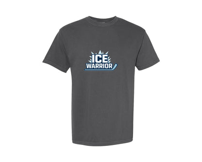 brand:Comfort Colors|color:Pepper|Ice Warrior Hockey Text Graphic T-Shirt
