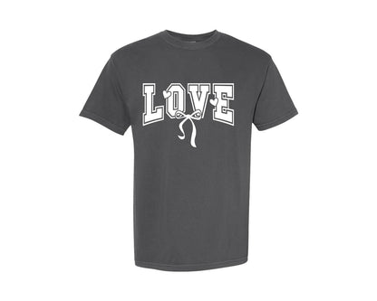 brand:Comfort Colors|color:Pepper|Valentine Coquette Bow Love 2 Graphic T-Shirt