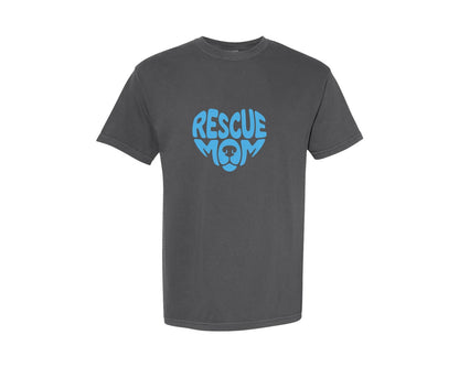 brand:Comfort Colors|color:Pepper|Rescue Mom Cute Dog Word Art Simple Graphic T-Shirt