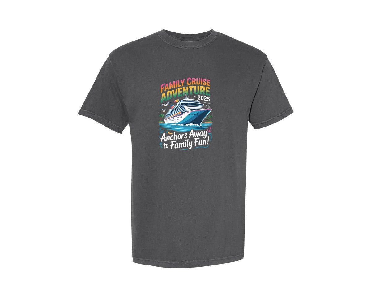 brand:Comfort Colors|color:Pepper|Family Cruise Adventure 2025 Shirt Graphic T-Shirt