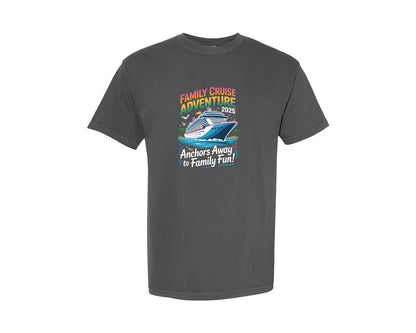 brand:Comfort Colors|color:Pepper|Family Cruise Adventure 2025 Shirt Graphic T-Shirt