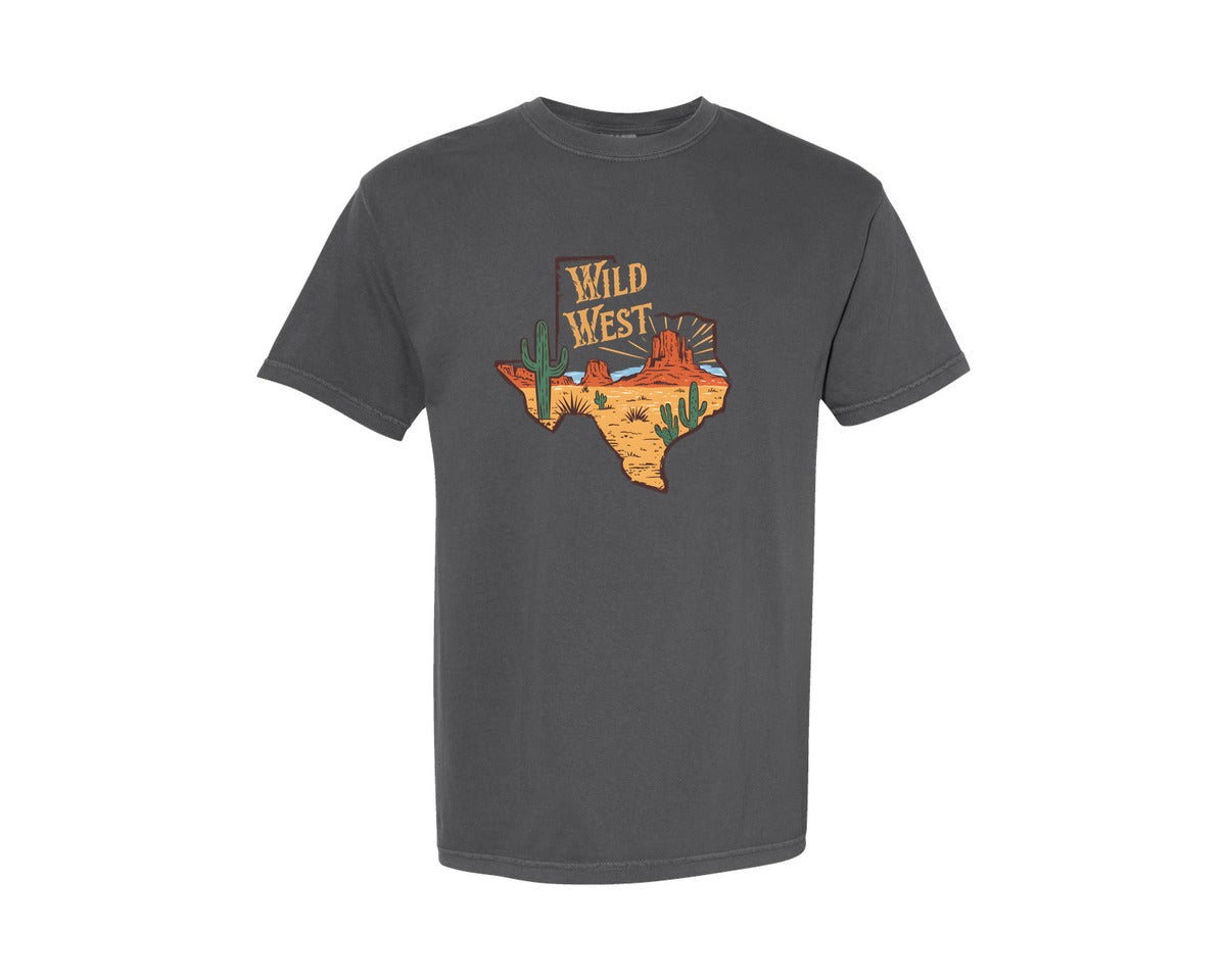 brand:Comfort Colors|color:Pepper|Wild West Texas Design Graphic T-Shirt
