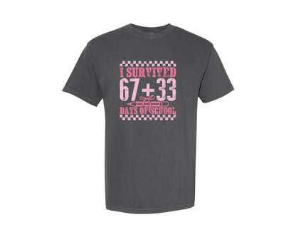 brand:Comfort Colors|color:Pepper|I Survived 6733 Days Of School Graphic T-Shirt