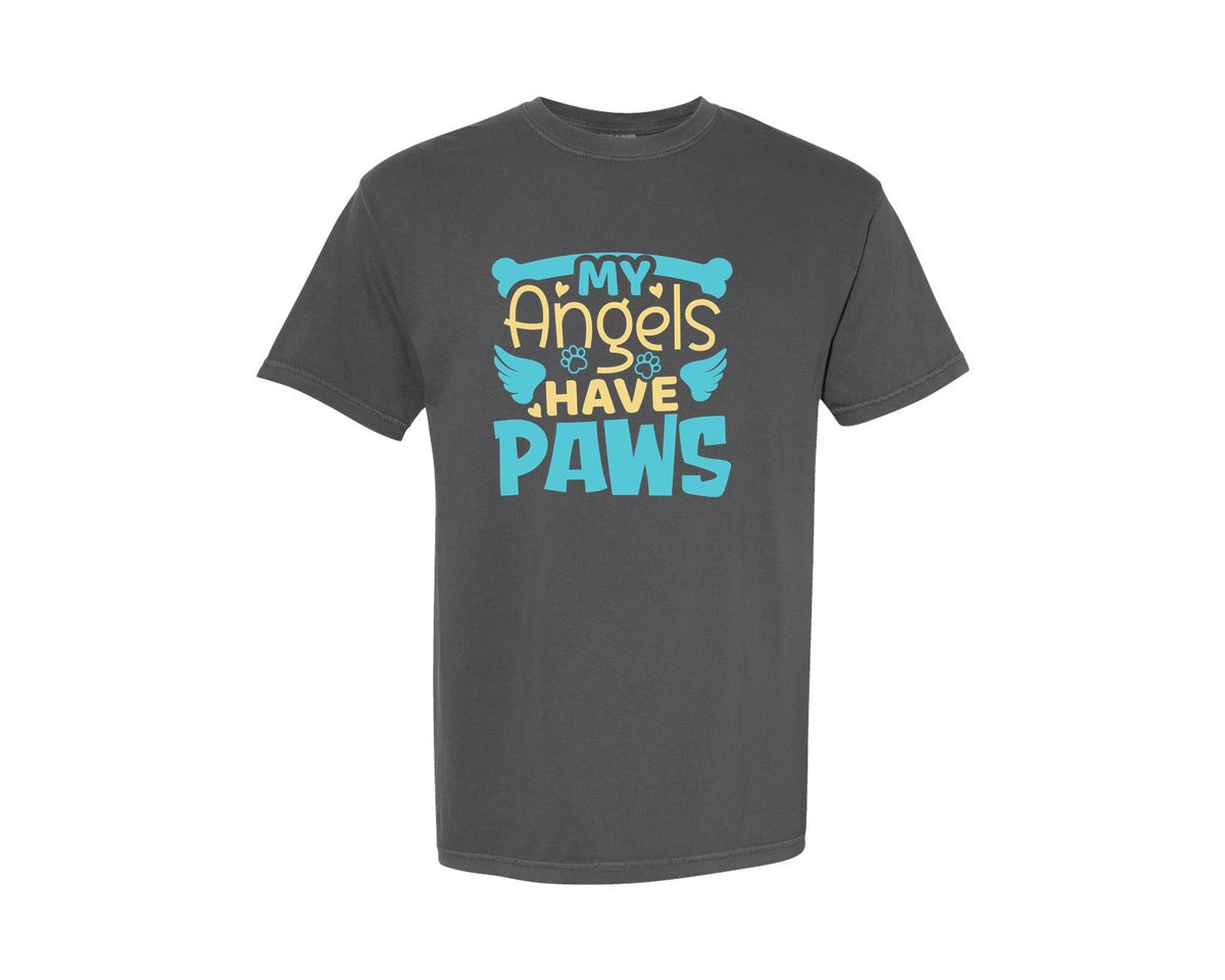 brand:Comfort Colors|color:Pepper|My Angels Have Paws Cut File Design 7 Graphic T-Shirt