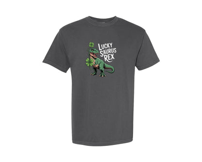 brand:Comfort Colors|color:Pepper|St Patricks Day Lucky Saurus Rex Graphic T-Shirt