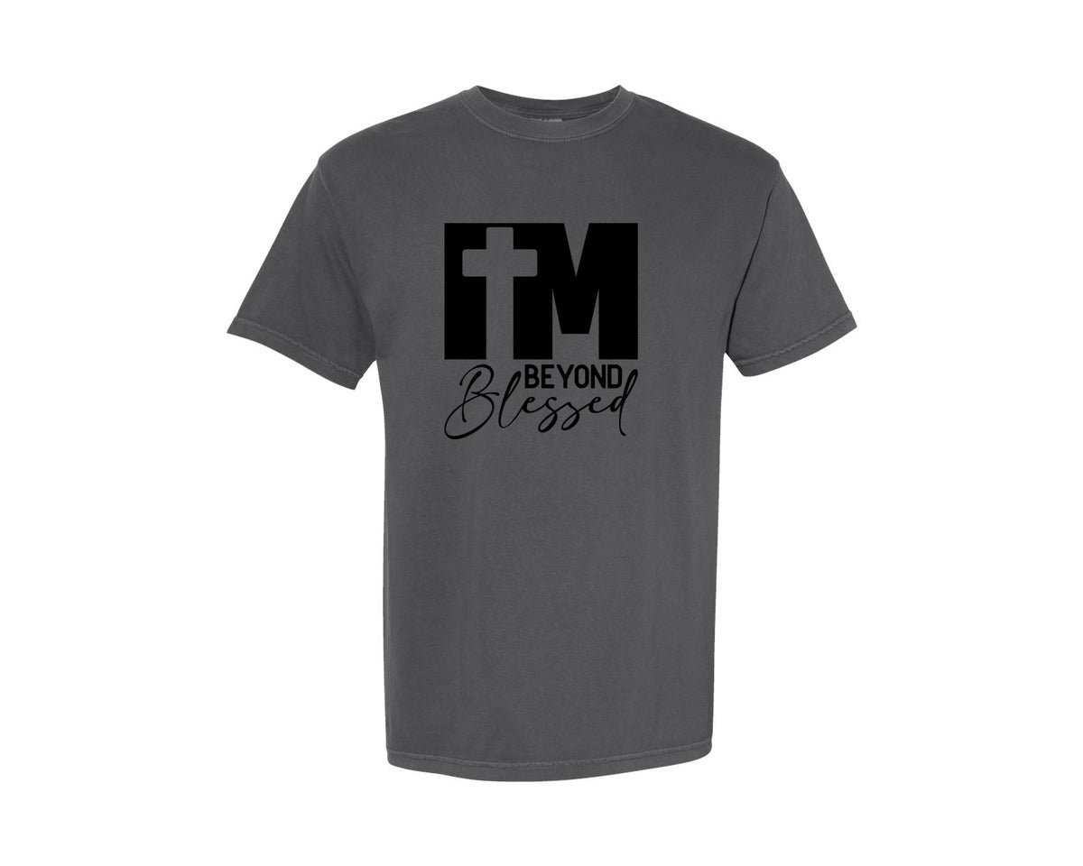 brand:Comfort Colors|color:Pepper|Im Beyond Blessed Jesus Cross Graphic T-Shirt