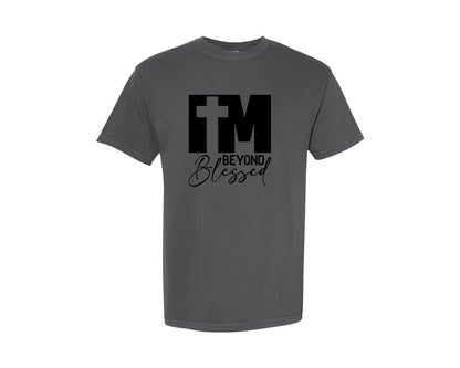brand:Comfort Colors|color:Pepper|Im Beyond Blessed Jesus Cross Graphic T-Shirt