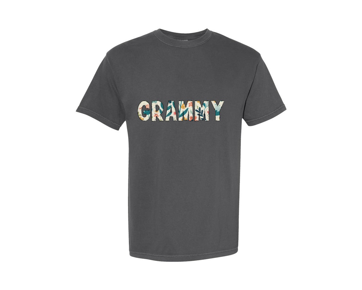 brand:Comfort Colors|color:Pepper|Grammy Pnggrandma Floral Doodle Letters Graphic T-Shirt