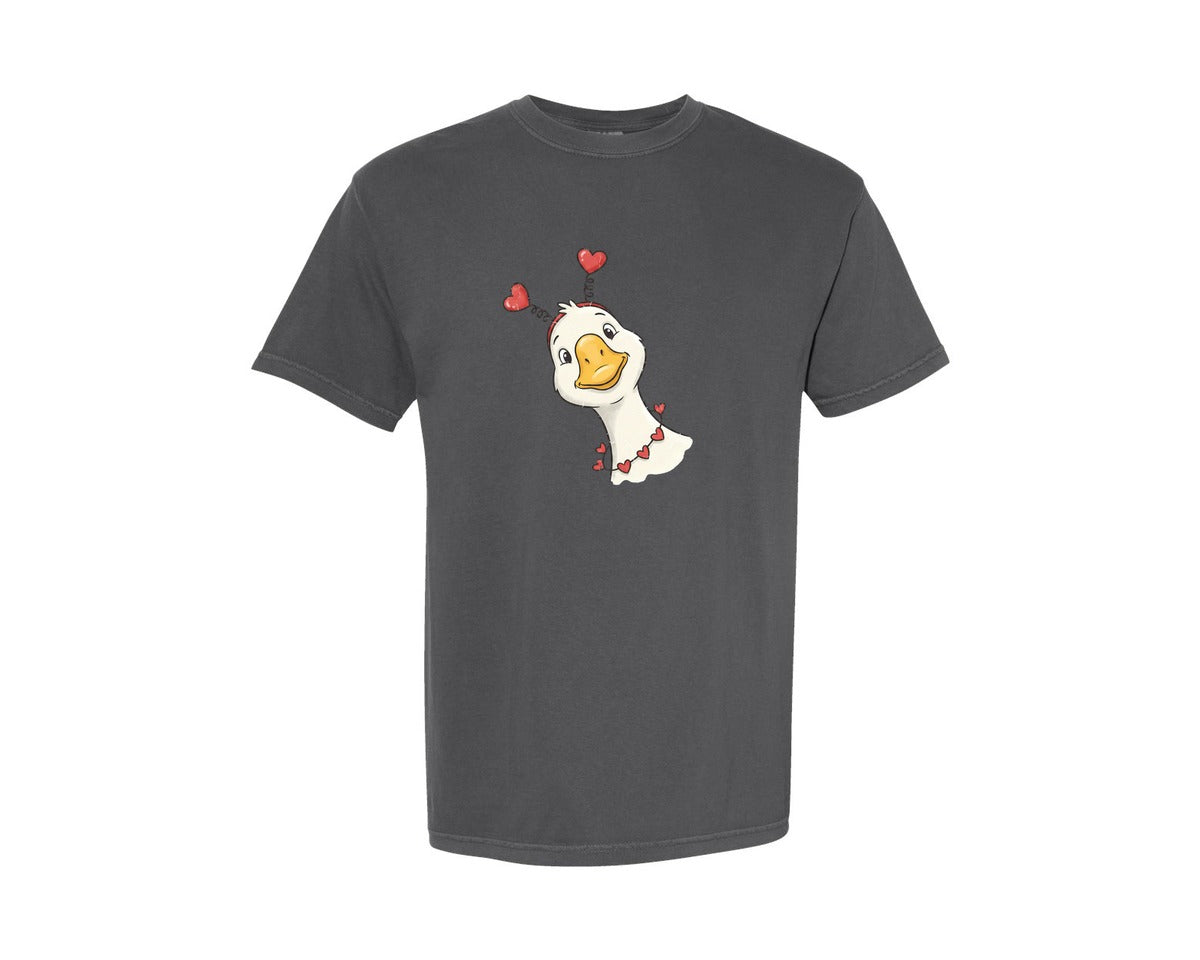 brand:Comfort Colors|color:Pepper|Valentine Day Funny Goose Graphic T-Shirt
