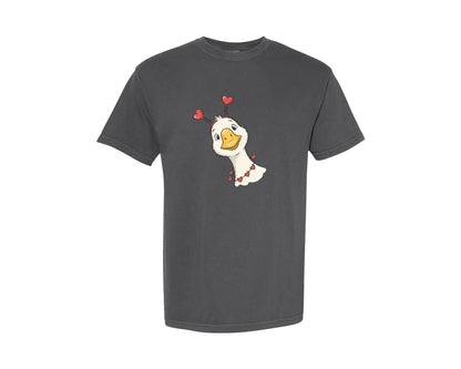 brand:Comfort Colors|color:Pepper|Valentine Day Funny Goose Graphic T-Shirt