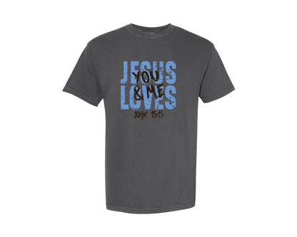 brand:Comfort Colors|color:Pepper|Jesus Loves You And Me Svgchristian Graphic T-Shirt