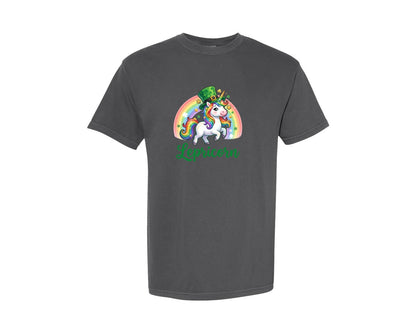 brand:Comfort Colors|color:Pepper|St Patricks Day Lepricorn Cute Unicorn Graphic T-Shirt