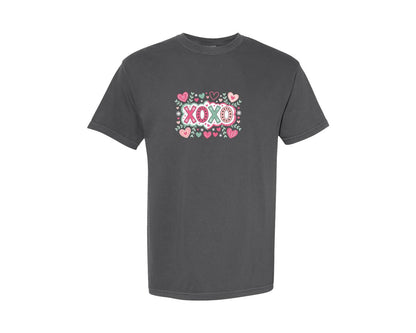 brand:Comfort Colors|color:Pepper|Xoxo Valentine Hearts Graphic T-Shirt