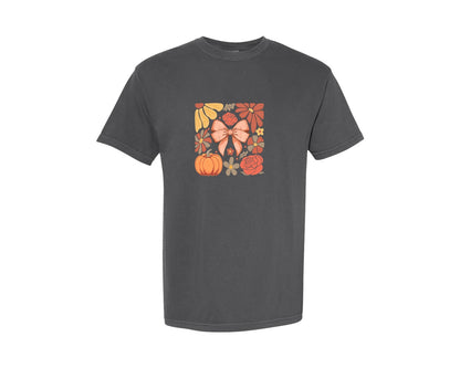 brand:Comfort Colors|color:Pepper|Boho Fall Pumpkin Coquette 2 Graphic T-Shirt