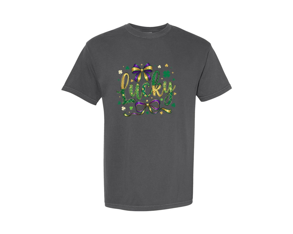 brand:Comfort Colors|color:Pepper|Lucky Shamrock Trendy Irish Graphic T-Shirt