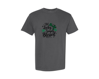 brand:Comfort Colors|color:Pepper|Not Lucky Simply Blessed St Patricks D 2 Graphic T-Shirt