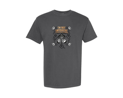 brand:Comfort Colors|color:Pepper|Im Not Antisocial Ouija Board Graphic T-Shirt