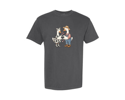 brand:Comfort Colors|color:Pepper|Valentine Goose Couple Graphic T-Shirt
