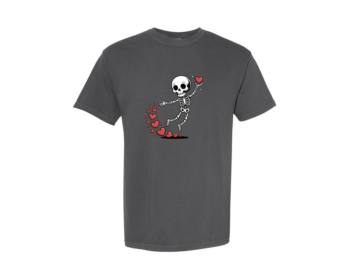 brand:Comfort Colors|color:Pepper|Valentine Skeleton Funny Valentines Graphic T-Shirt