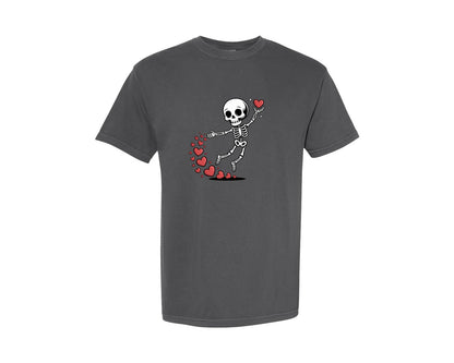 brand:Comfort Colors|color:Pepper|Valentine Skeleton Funny Valentines Graphic T-Shirt