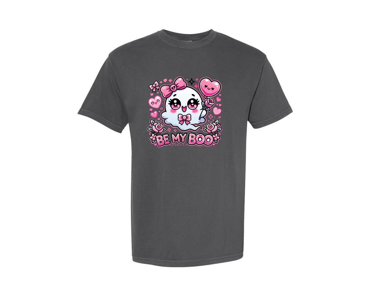 brand:Comfort Colors|color:Pepper|Valentines Day Ghost Cute Ghost Graphic T-Shirt