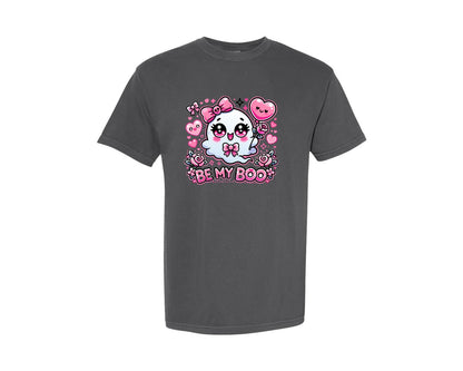 brand:Comfort Colors|color:Pepper|Valentines Day Ghost Cute Ghost Graphic T-Shirt