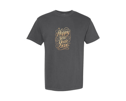 brand:Comfort Colors|color:Pepper|Luxury Happy New Year 2026 Calligraphy Graphic T-Shirt