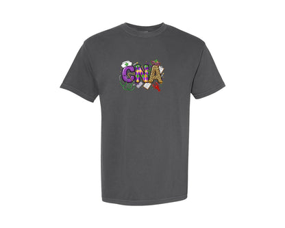 brand:Comfort Colors|color:Pepper|Nurse Leopard Print Letters Graphic T-Shirt