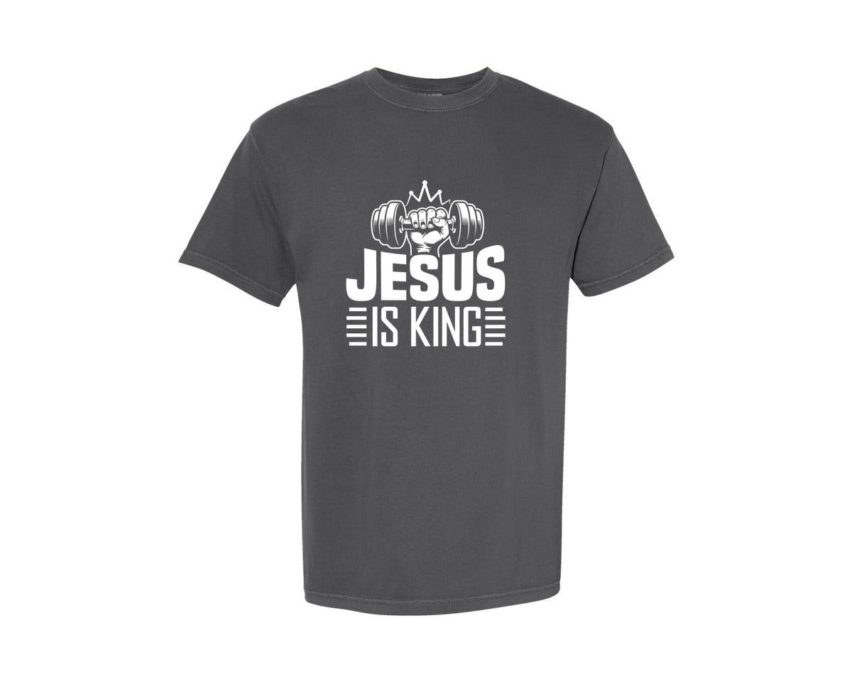 brand:Comfort Colors|color:Pepper|Jesus Is King Shirt Gym And Jesus Graphic T-Shirt