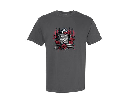 brand:Comfort Colors|color:Pepper|Good Girls Read Bad Books Gothic 3 Graphic T-Shirt