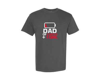 brand:Comfort Colors|color:Pepper|Dad Of 2 Boys 1 Girl Fathers Day Shirt Graphic T-Shirt