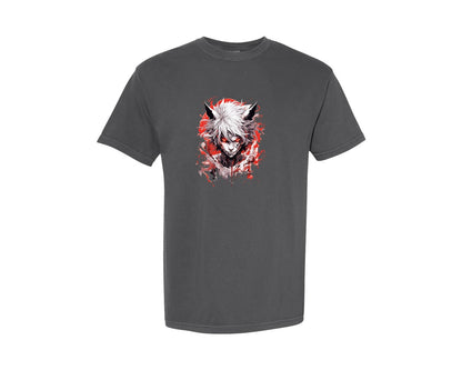 brand:Comfort Colors|color:Pepper|Fierce Anime Demon T Shirt Graphic Graphic T-Shirt
