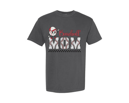 brand:Comfort Colors|color:Pepper|Baseball Mom Distressed Graphic T-Shirt