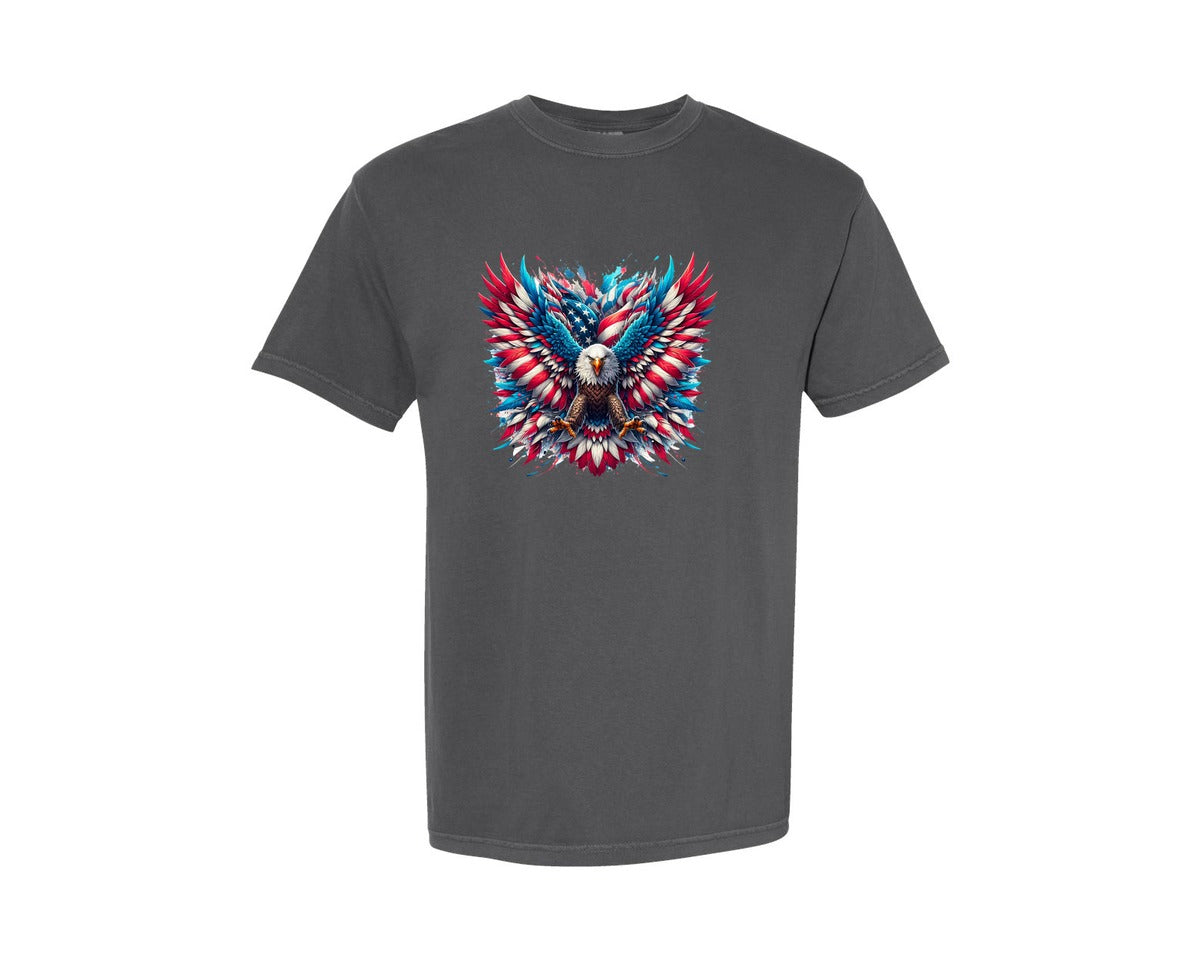 brand:Comfort Colors|color:Pepper|Patriotic Eagle Usa Flag 4Th Of July 6 Graphic T-Shirt