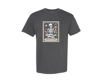 brand:Comfort Colors|color:Pepper|Skeleton Pizza Lover Valentine Graphic T-Shirt