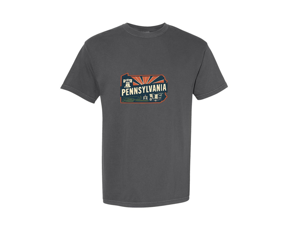 brand:Comfort Colors|color:Pepper|Pennsylvania State Map 2 Graphic T-Shirt