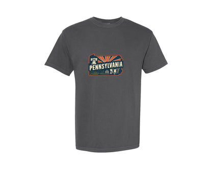 brand:Comfort Colors|color:Pepper|Pennsylvania State Map 2 Graphic T-Shirt