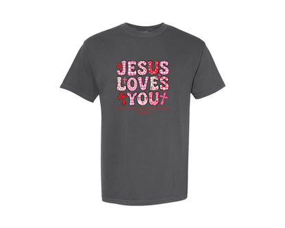brand:Comfort Colors|color:Pepper|Two Sides Love Like Jesus Valentine Graphic T-Shirt