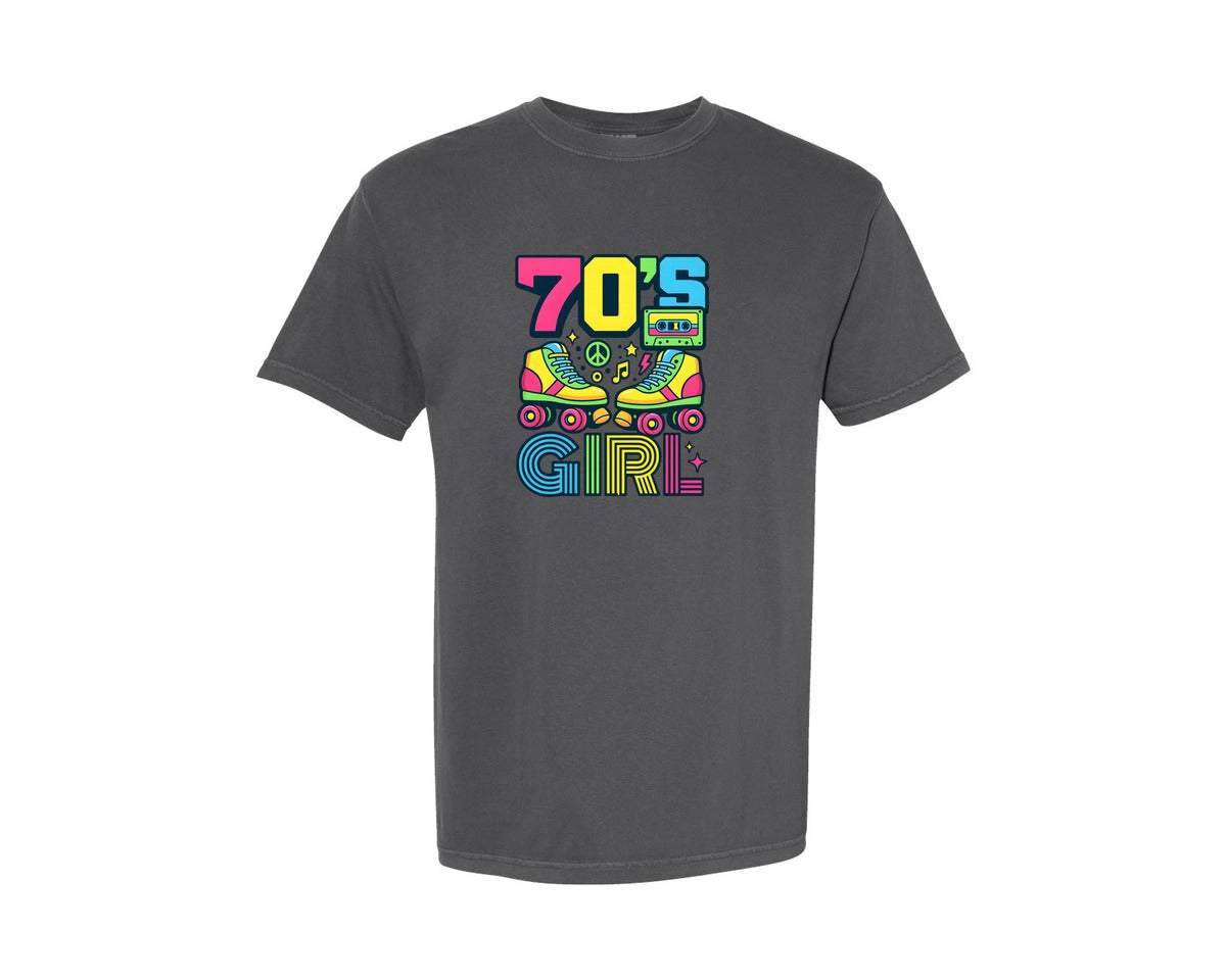 brand:Comfort Colors|color:Pepper|70S Girl Retro Lover 70S Retro T Shirt Graphic T-Shirt