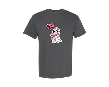 brand:Comfort Colors|color:Pepper|Cute Valentine Ghost Be My Boo Graphic T-Shirt