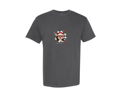 brand:Comfort Colors|color:Pepper|Christmas Reindeer Front And Back 2 Graphic T-Shirt