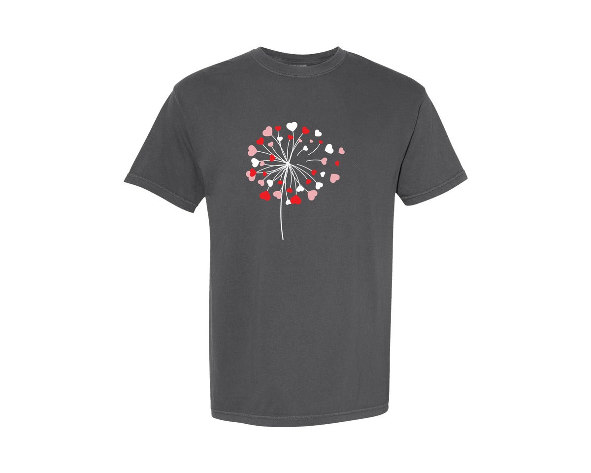 brand:Comfort Colors|color:Pepper|Valentines Day Dandelion Love Graphic T-Shirt