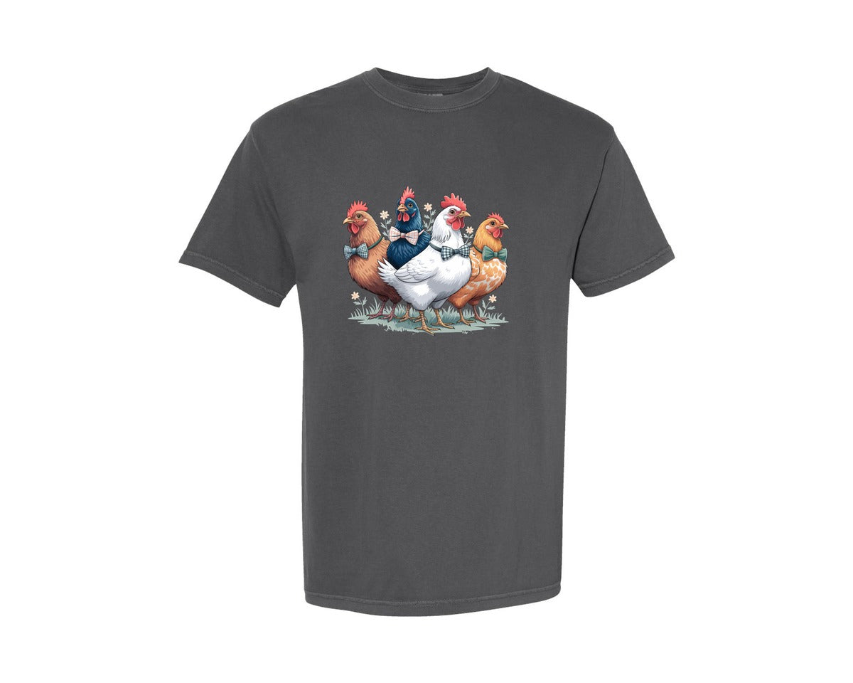 brand:Comfort Colors|color:Pepper|Retro Coquette Chicken Farm Bird Graphic T-Shirt
