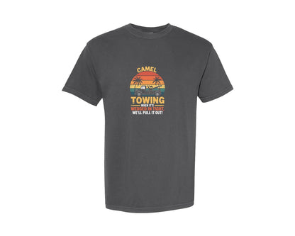 brand:Comfort Colors|color:Pepper|Retro Sunset Camel Towing Shirt Graphic T-Shirt