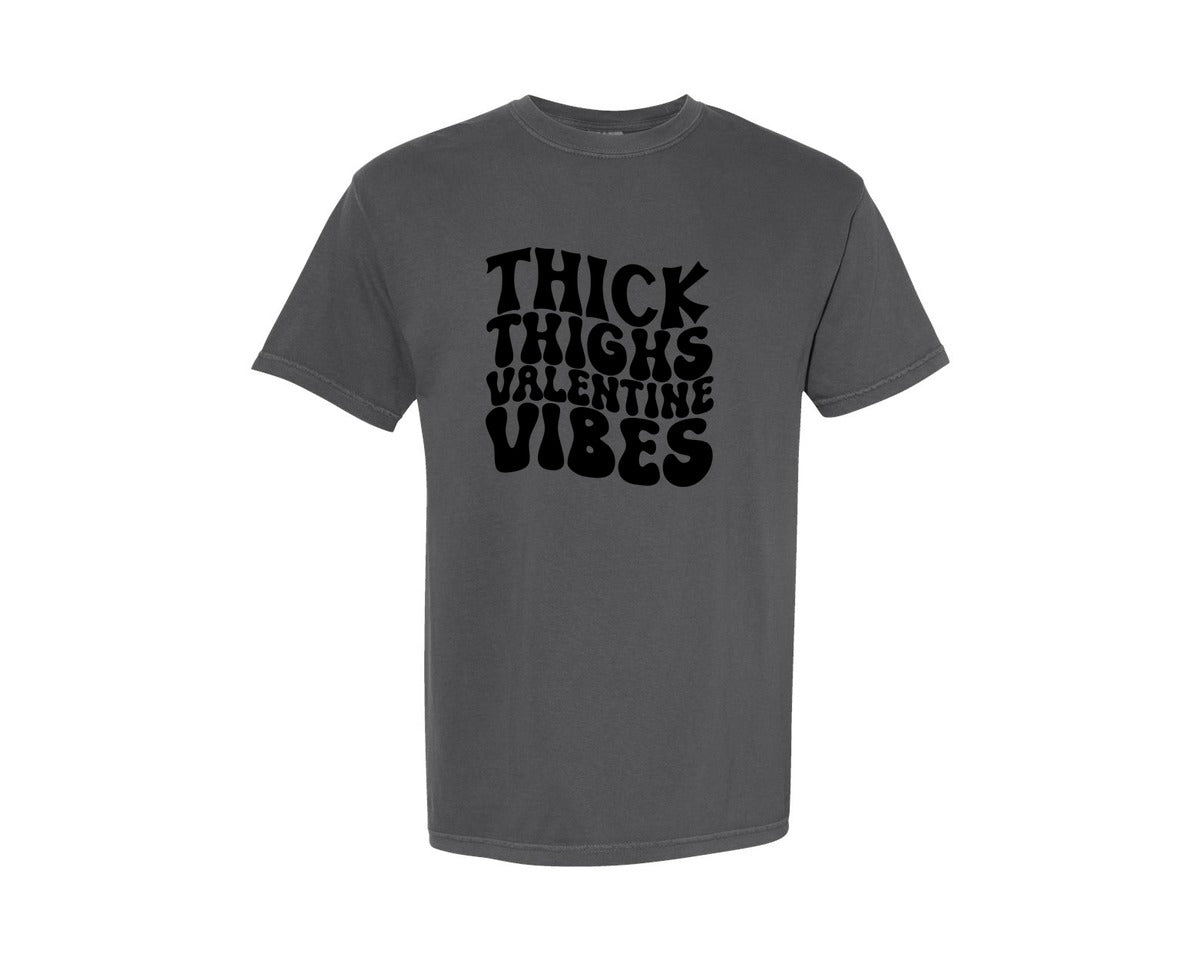 brand:Comfort Colors|color:Pepper|Thick Thighs Valentine Vibes 42 Graphic T-Shirt